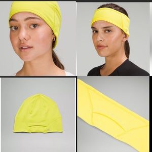 lululemon Run for It All Bundle - Yellow Ear Warmer & Beanie